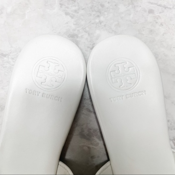 Tory Burch Sienna White Leather Flat Slide Mules - Picture 8 of 12